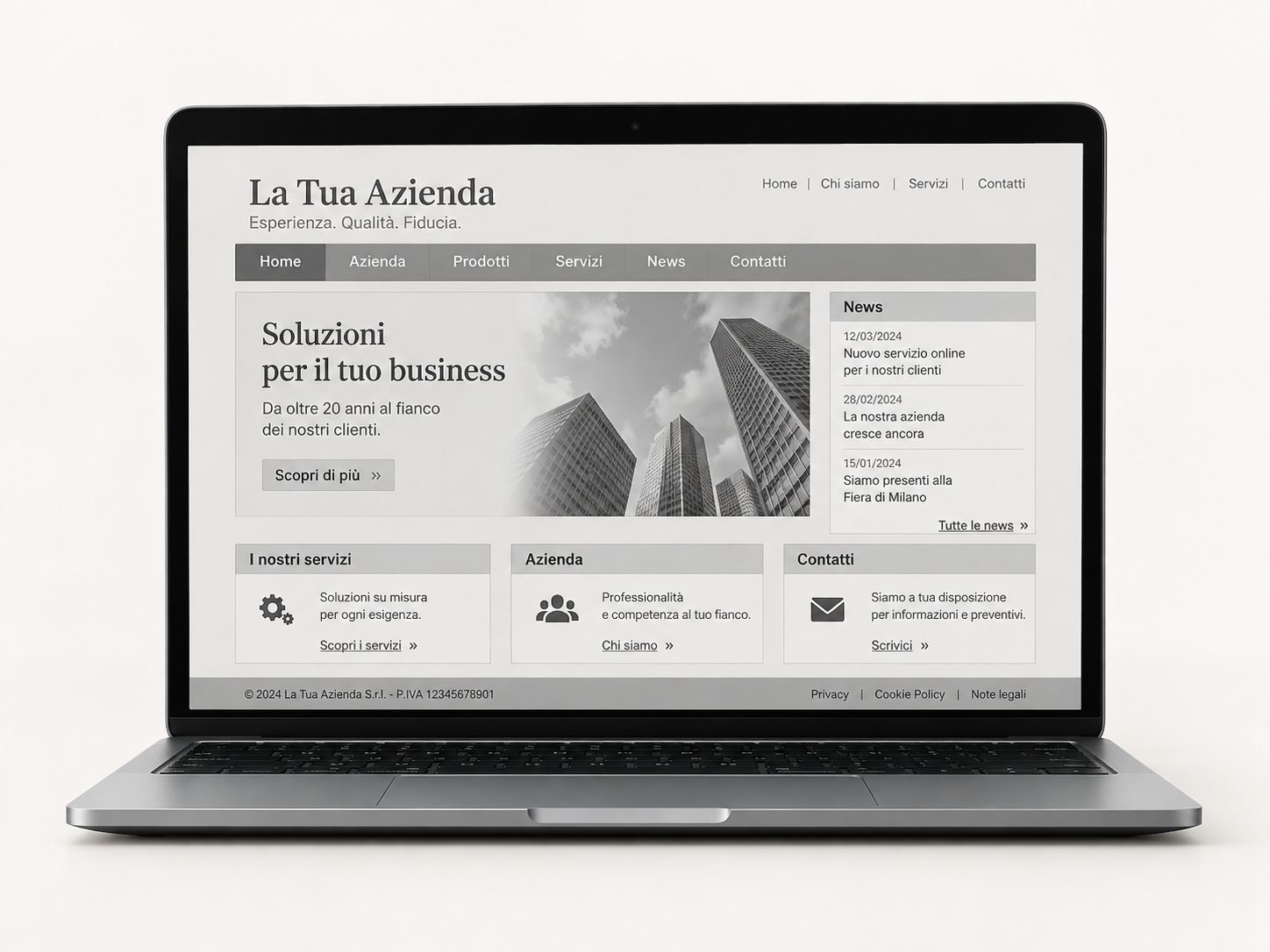 Sito datato su laptop