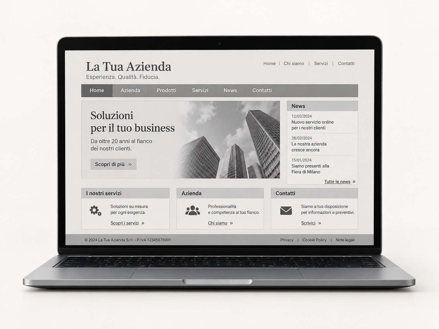 Sito datato su laptop